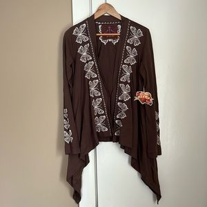 NWT Johnny Was Butterfly embroidered Cardigan